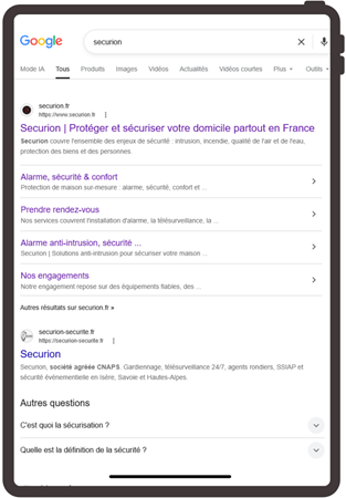 Indexation immédiate du site Securion - Les Complices