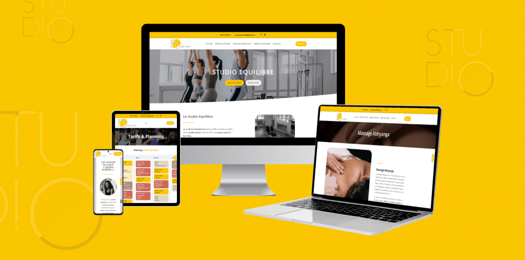 Mockup Coaching réseaux sociaux et site web pour Studio Équilibre à Poitiers