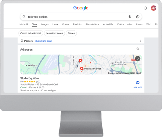 Référencement du site Studio Equilibre dans Google (2) - Les Complices